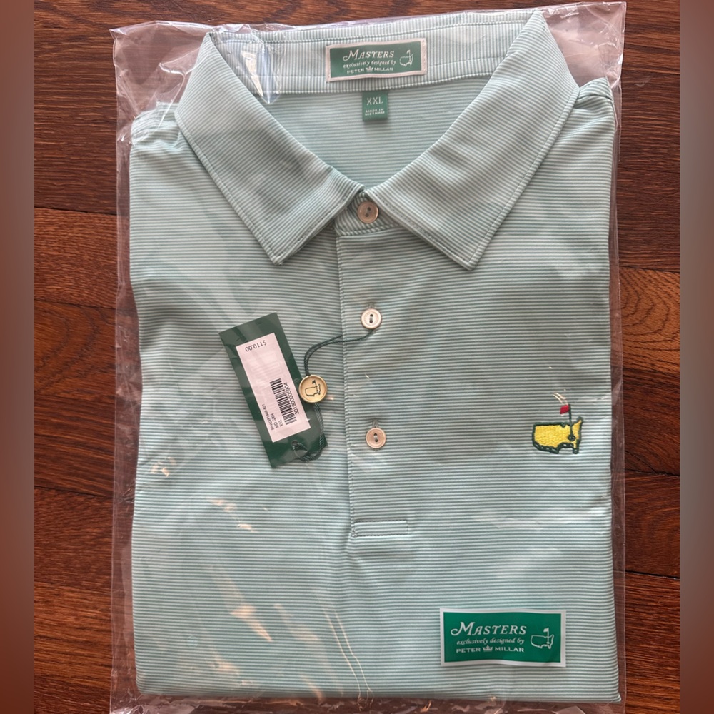XXL Masters Green Striped Polo - NWT